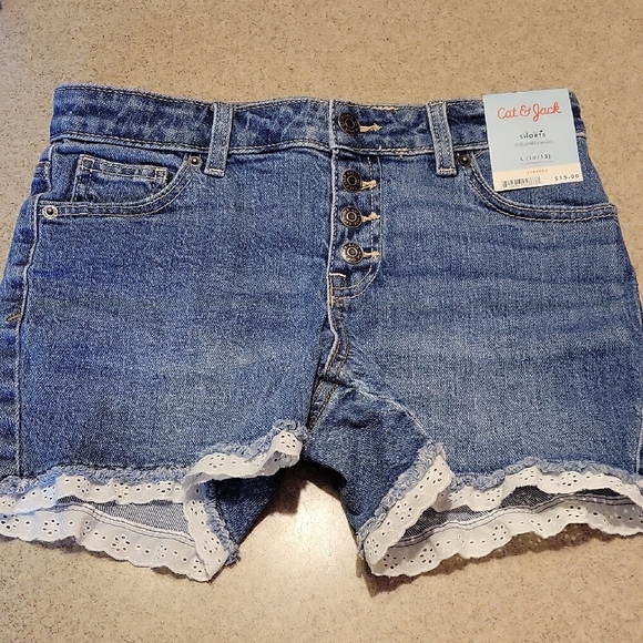 Cat & Jack Blue Jean Shorts with Distressed Hem NWT - Picture 1 of 5
